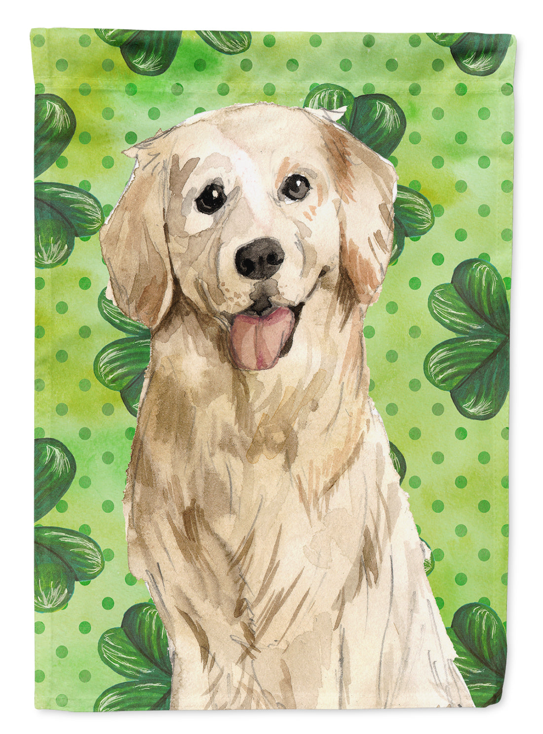 Shamrocks Golden Retriever Flag Canvas House Size CK1804CHF  the-store.com.