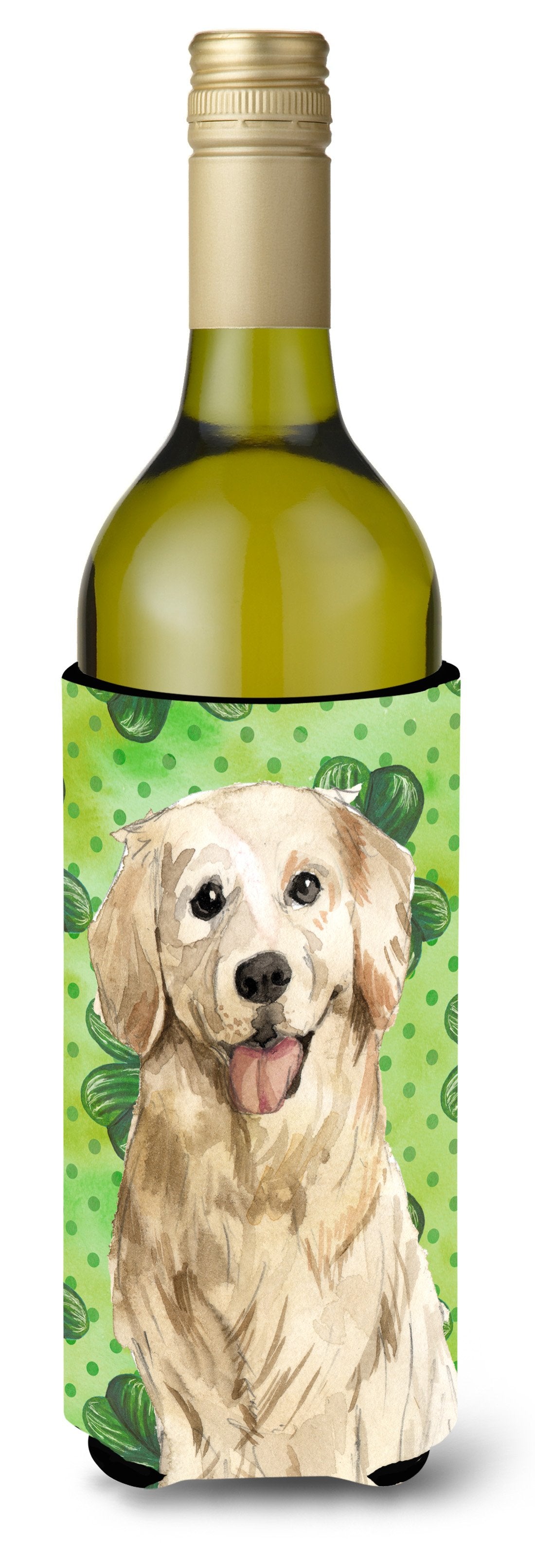 Shamrocks Golden Retriever Wine Bottle Beverge Insulator Hugger CK1804LITERK by Caroline&#39;s Treasures