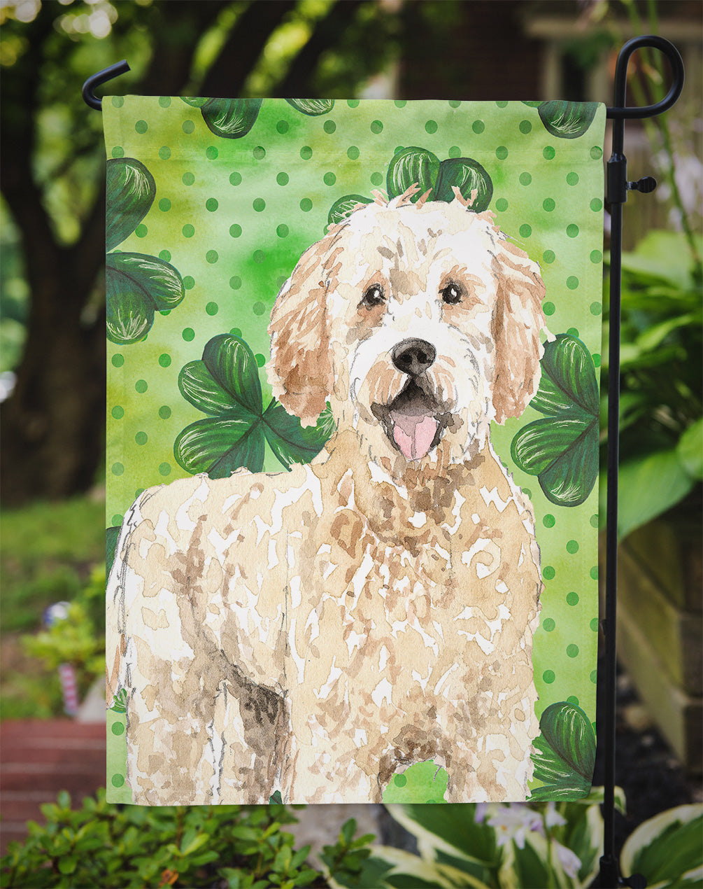 Shamrocks Goldendoodle Flag Garden Size CK1805GF  the-store.com.