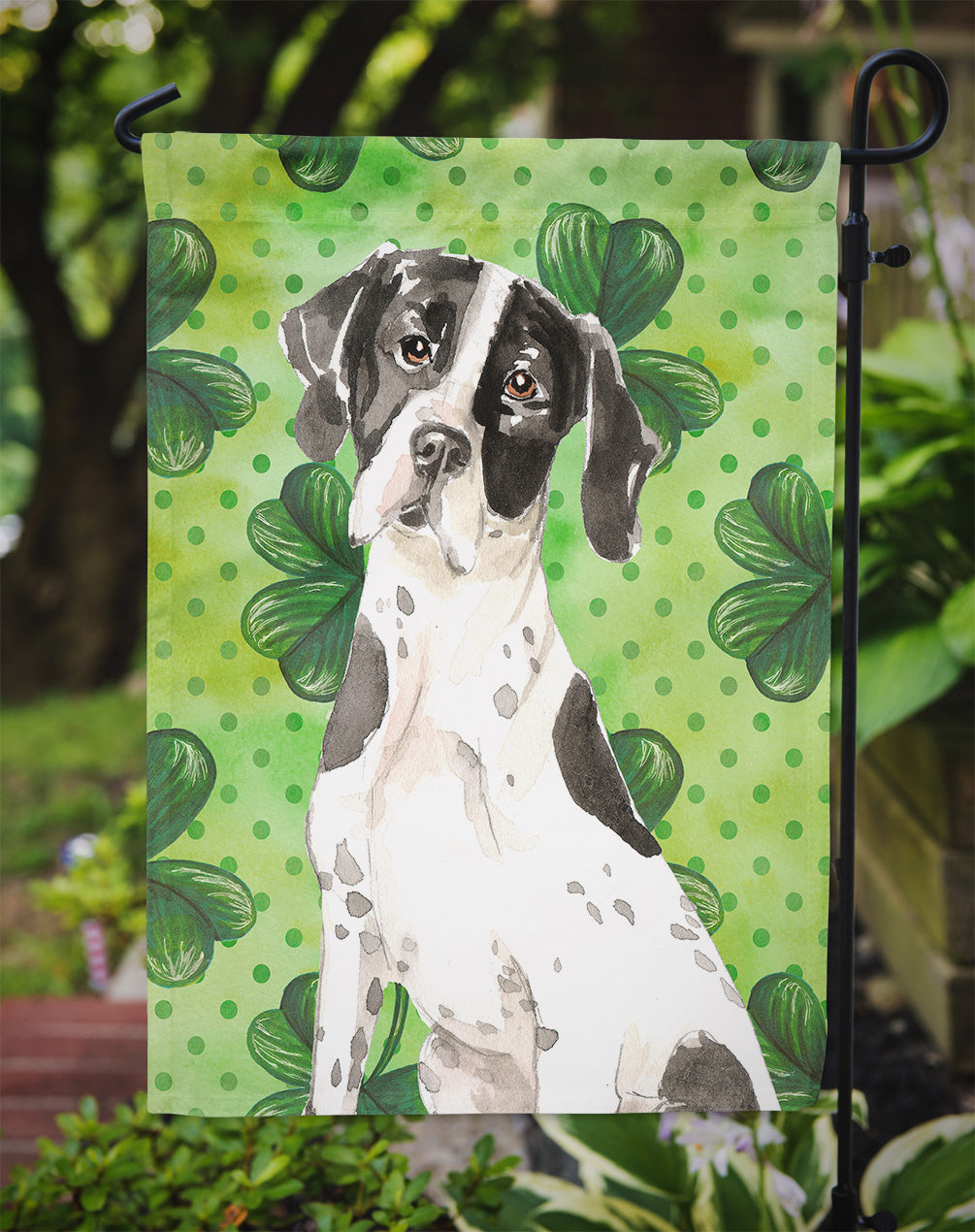 Shamrocks English Pointer Flag Garden Size CK1806GF  the-store.com.