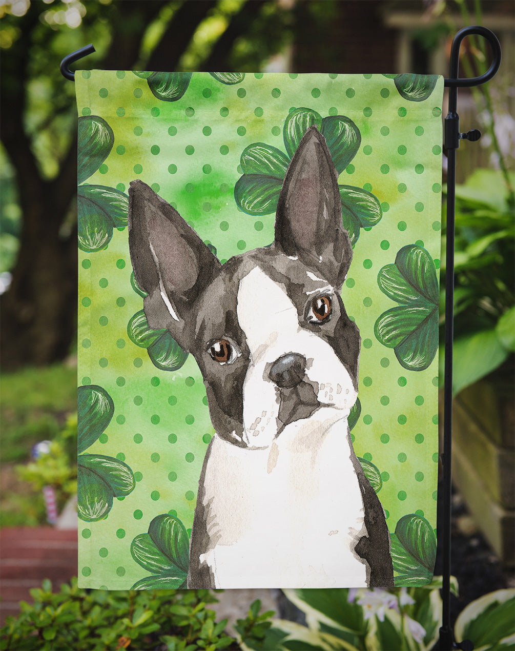 Shamrocks Boston Terrier Flag Garden Size CK1812GF  the-store.com.