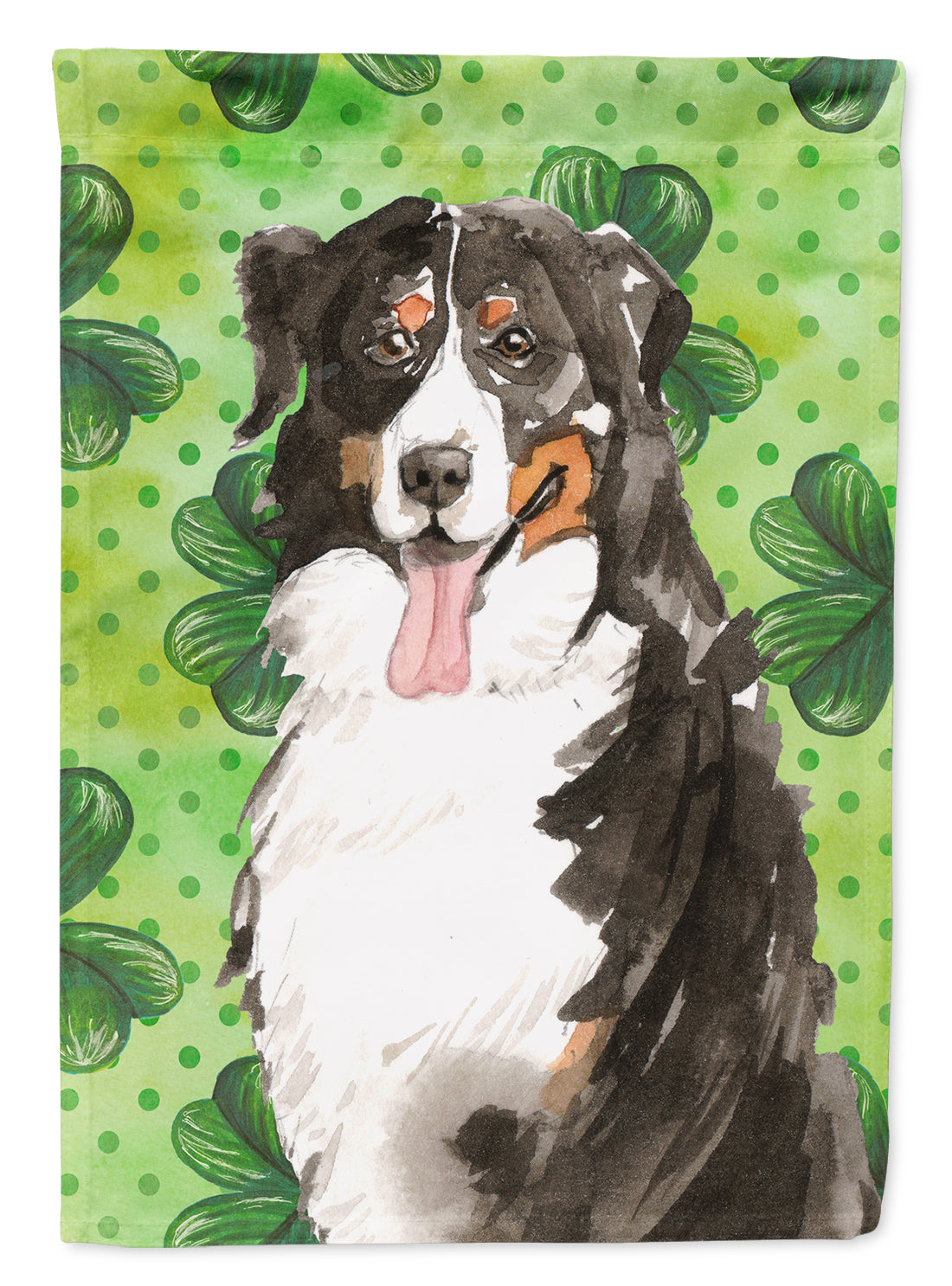 Shamrocks Bernese Mountain Dog Flag Canvas House Size CK1815CHF  the-store.com.