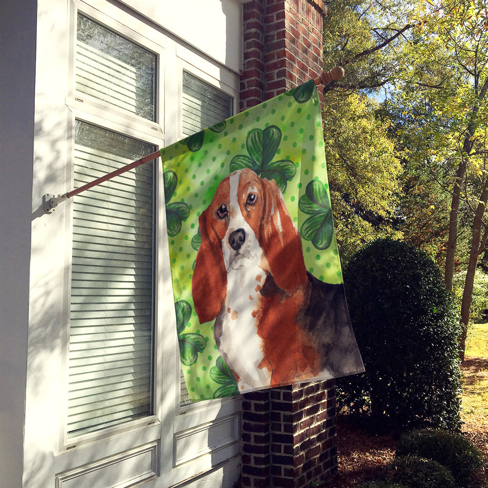 Shamrocks Basset Hound Flag Canvas House Size CK1816CHF  the-store.com.