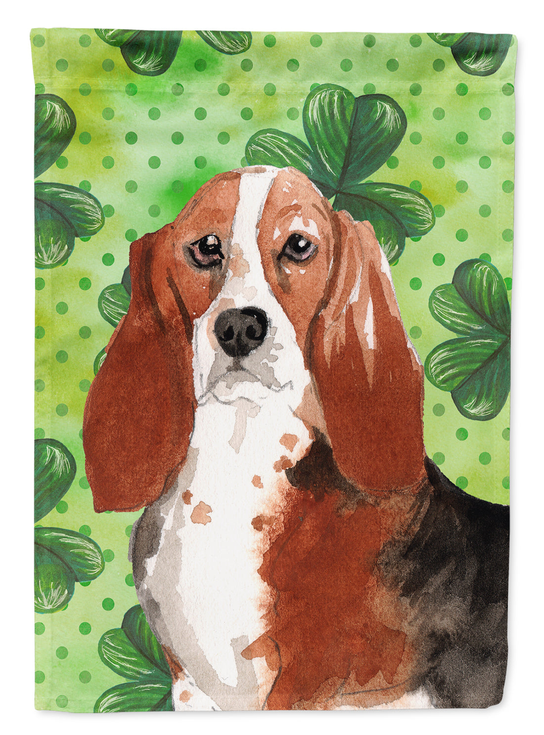 Shamrocks Basset Hound Flag Canvas House Size CK1816CHF  the-store.com.