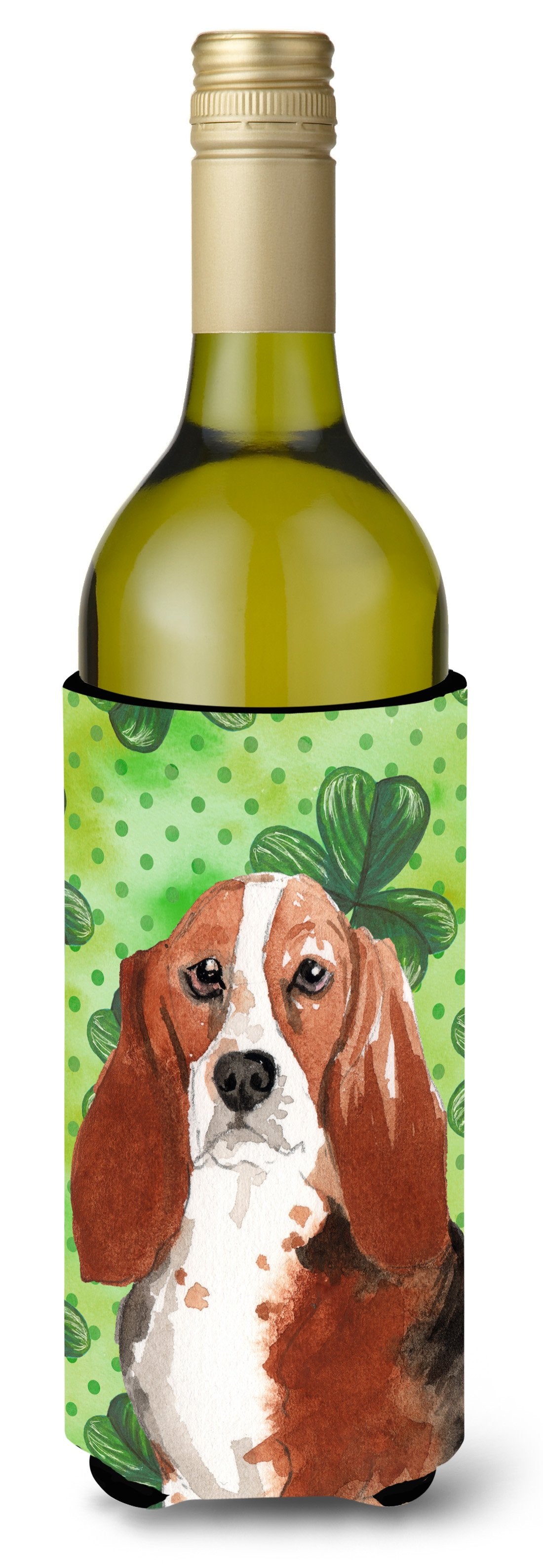 Shamrocks Basset Hound Wine Bottle Beverge Insulator Hugger CK1816LITERK by Caroline&#39;s Treasures