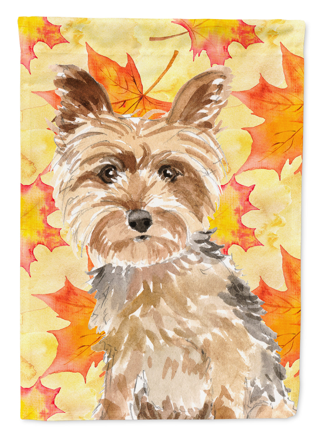 Fall Leaves Yorkie Yorkshire Terrier Flag Canvas House Size CK1817CHF  the-store.com.