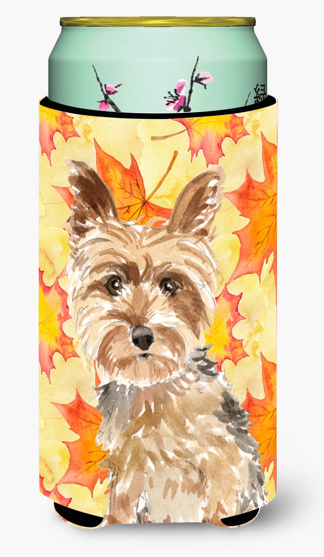 Fall Leaves Yorkie Yorkshire Terrier Tall Boy Beverage Insulator Hugger CK1817TBC by Caroline's Treasures