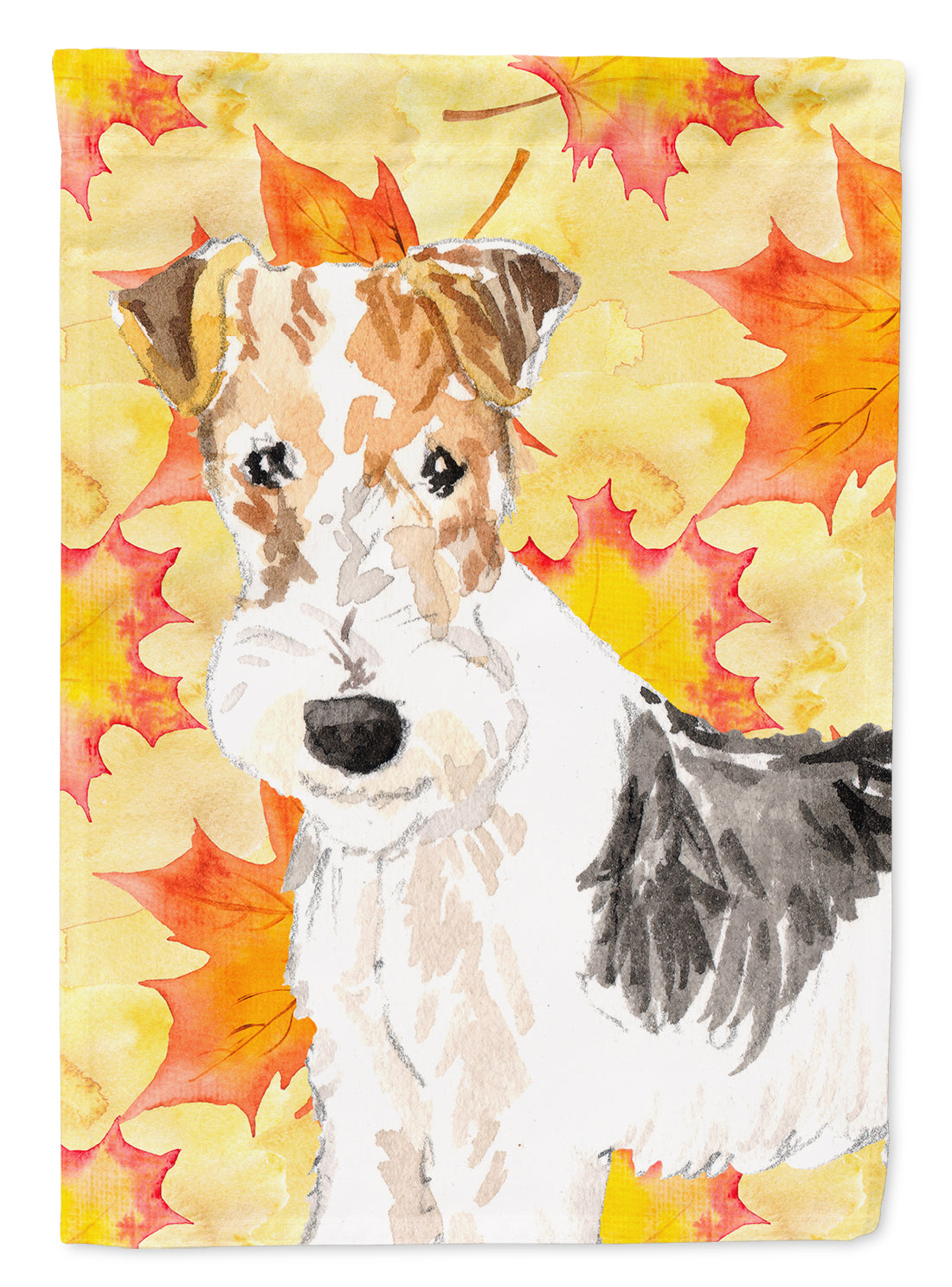 Fall Leaves Fox Terrier Flag Garden Size CK1818GF  the-store.com.