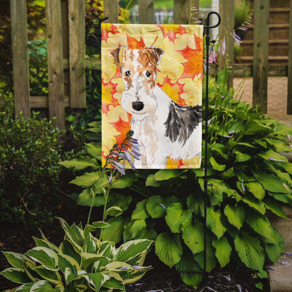 Fall Leaves Fox Terrier Flag Garden Size CK1818GF  the-store.com.