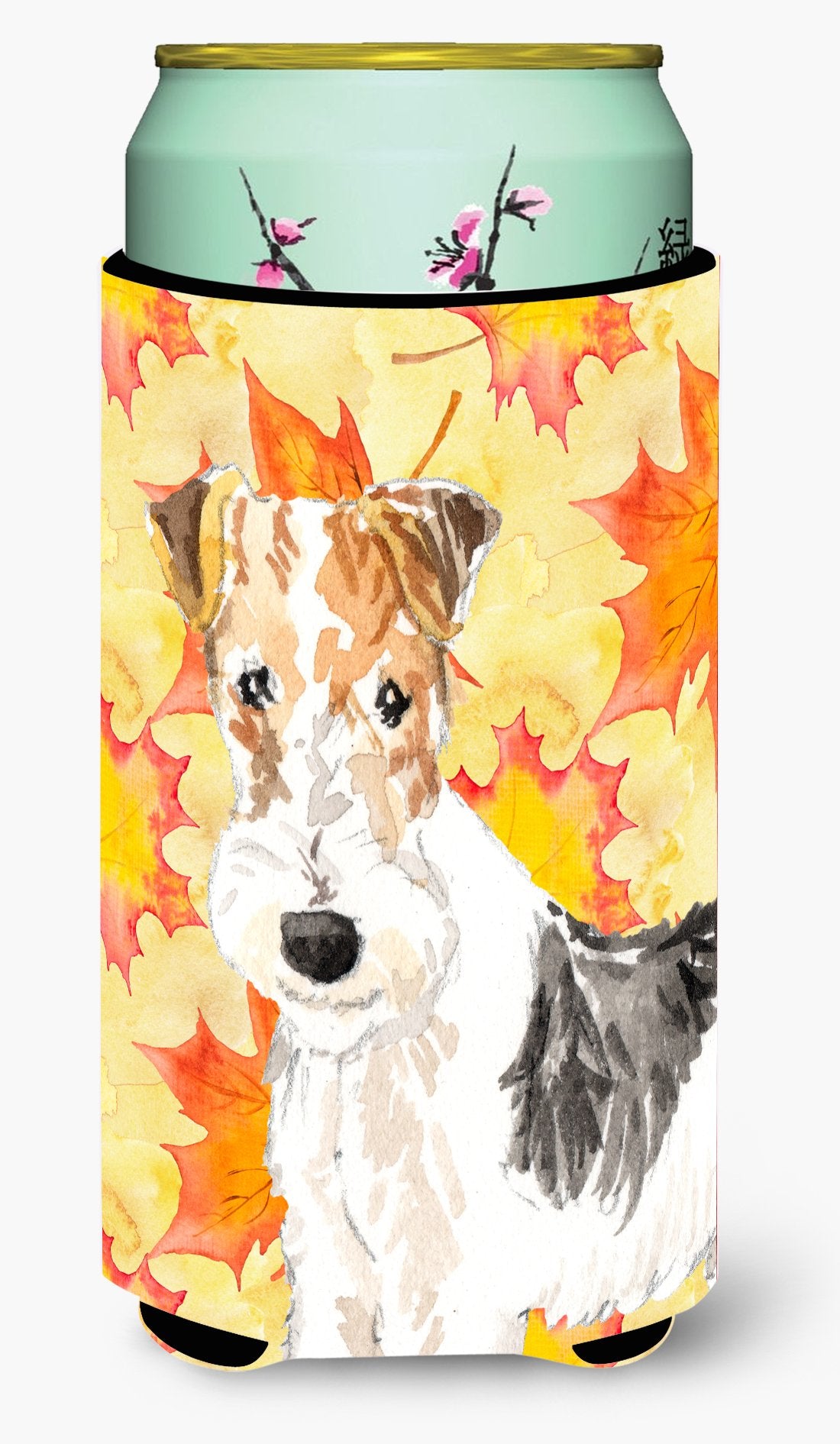 Fall Leaves Fox Terrier Tall Boy Beverage Insulator Hugger CK1818TBC by Caroline's Treasures