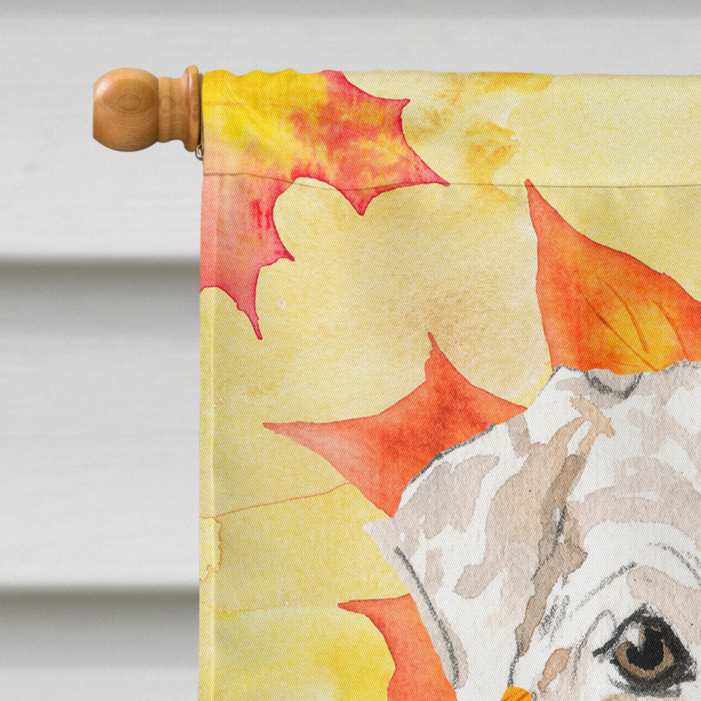 Fall Leaves Wheaten Terrier Flag Canvas House Size CK1820CHF  the-store.com.