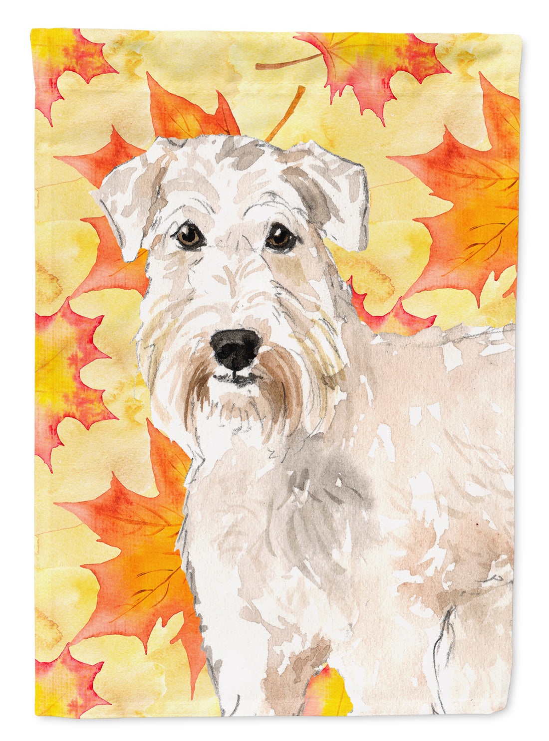 Fall Leaves Wheaten Terrier Flag Canvas House Size CK1820CHF  the-store.com.