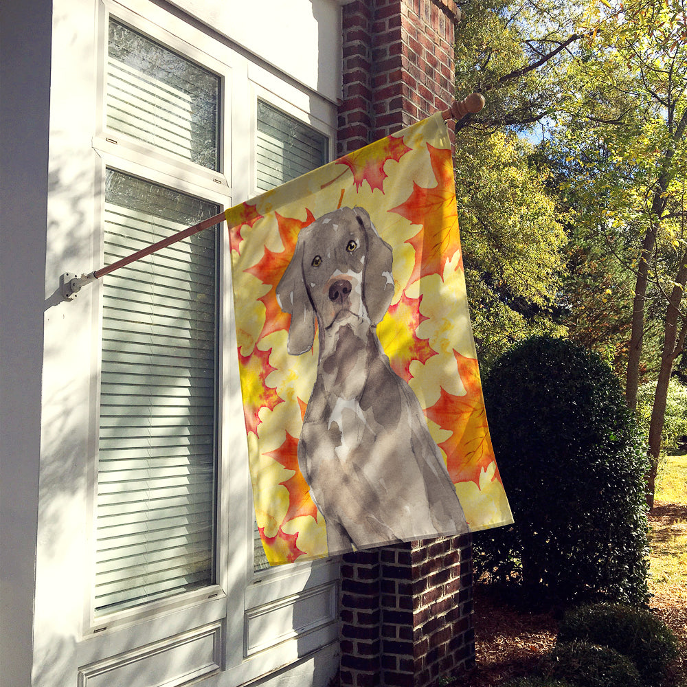 Fall Leaves Weimaraner Flag Canvas House Size CK1822CHF  the-store.com.