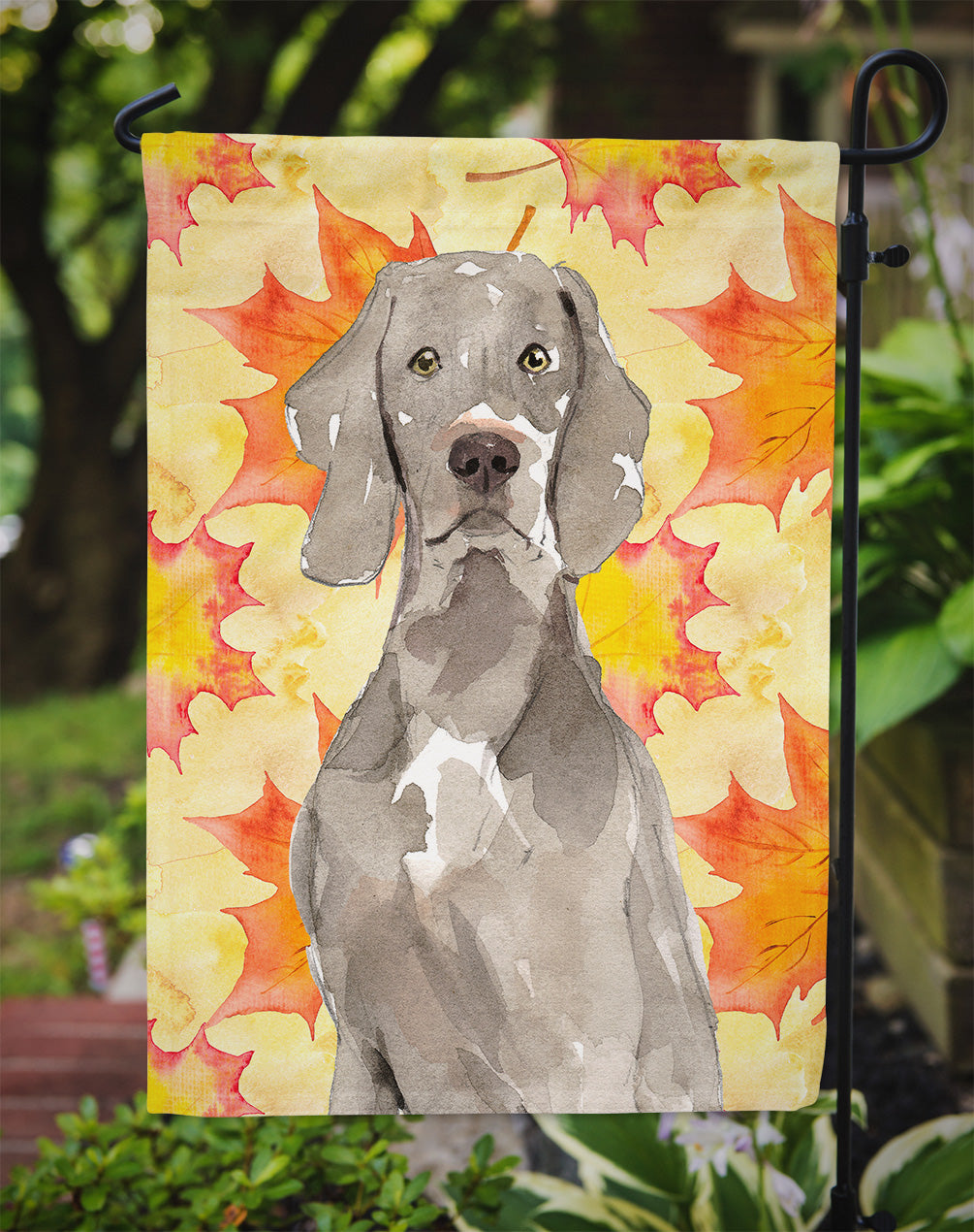 Fall Leaves Weimaraner Flag Garden Size CK1822GF  the-store.com.