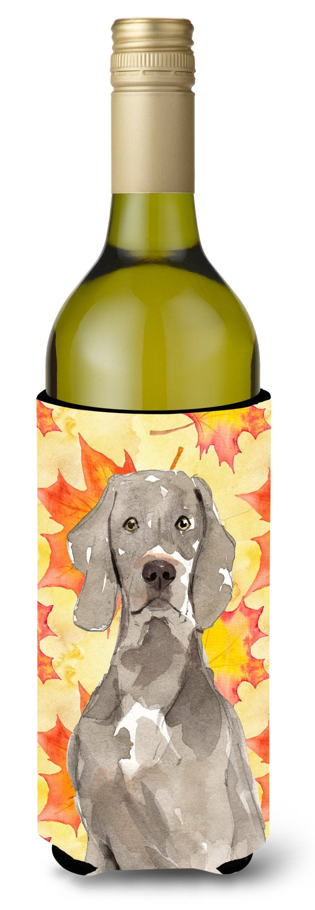 Fall Leaves Weimaraner Wine Bottle Beverge Insulator Hugger CK1822LITERK by Caroline's Treasures