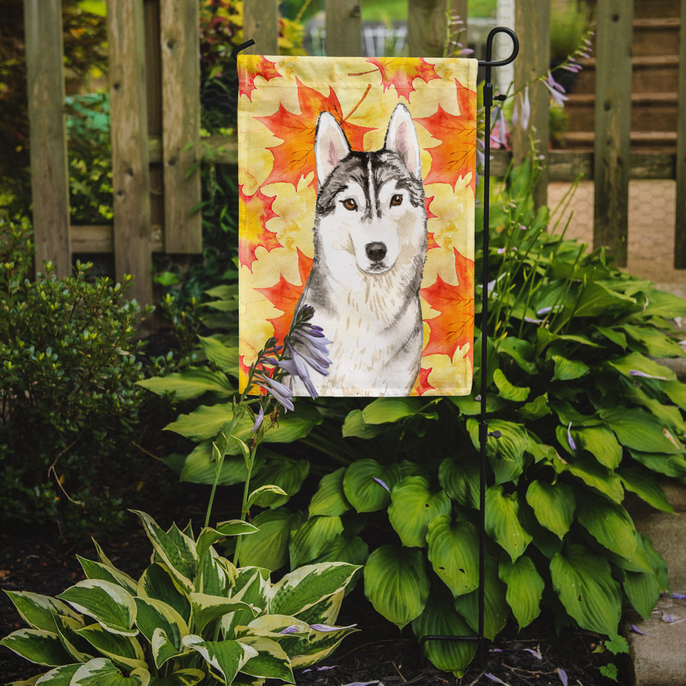 Fall Leaves Siberian Husky Flag Garden Size CK1824GF  the-store.com.