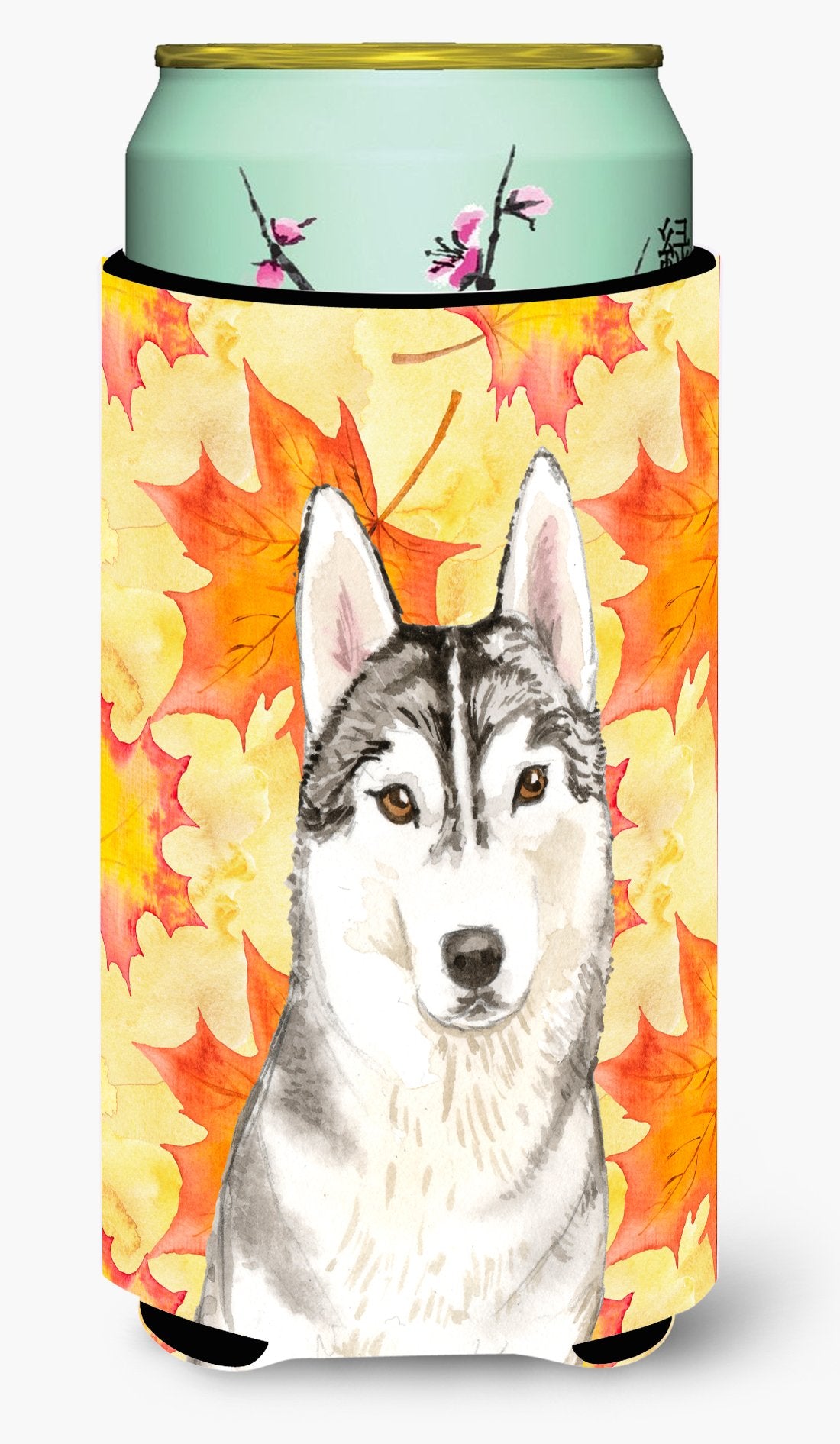 Fall Leaves Siberian Husky Tall Boy Beverage Insulator Hugger CK1824TBC by Caroline's Treasures