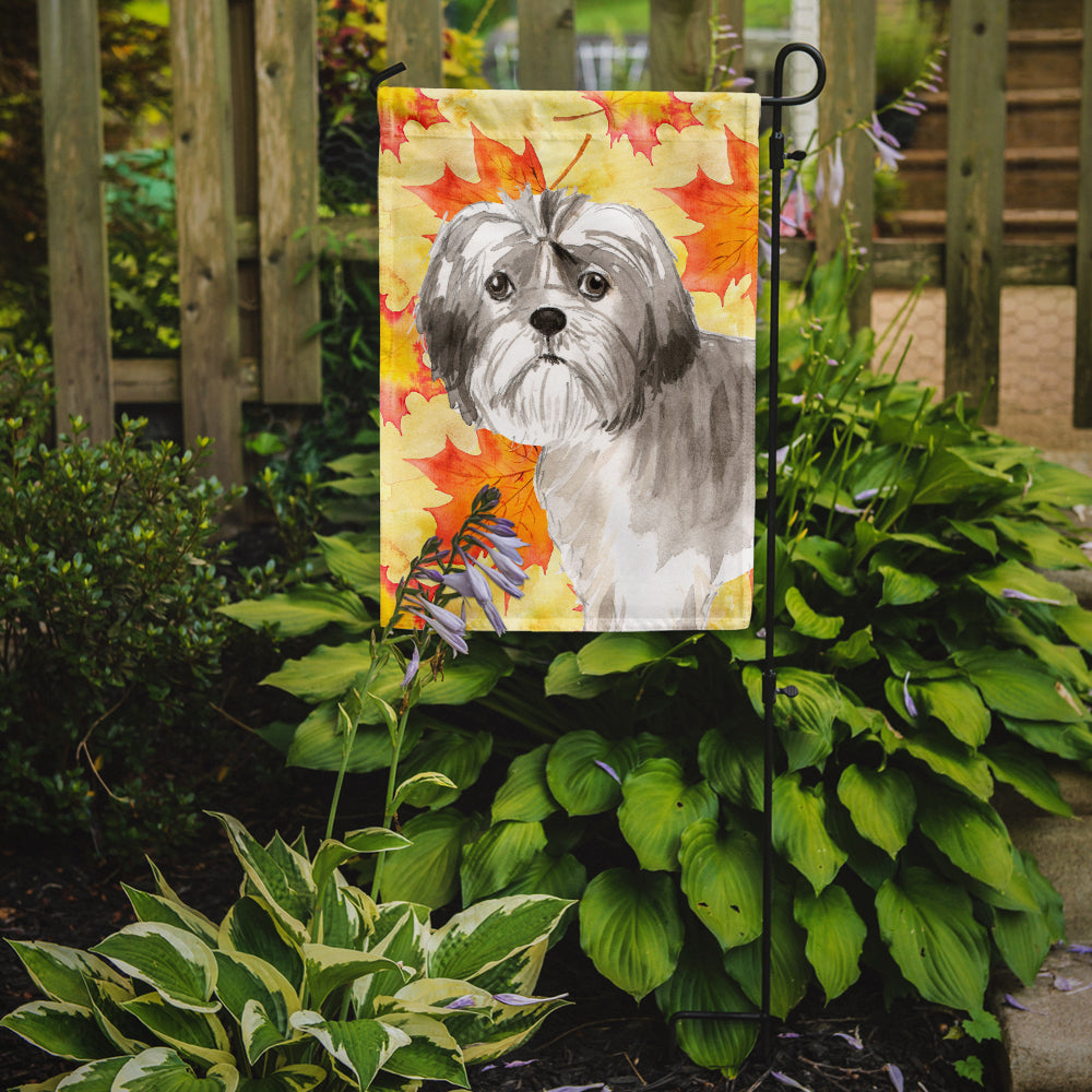 Fall Leaves Shih Tzu Puppy Flag Garden Size CK1825GF  the-store.com.