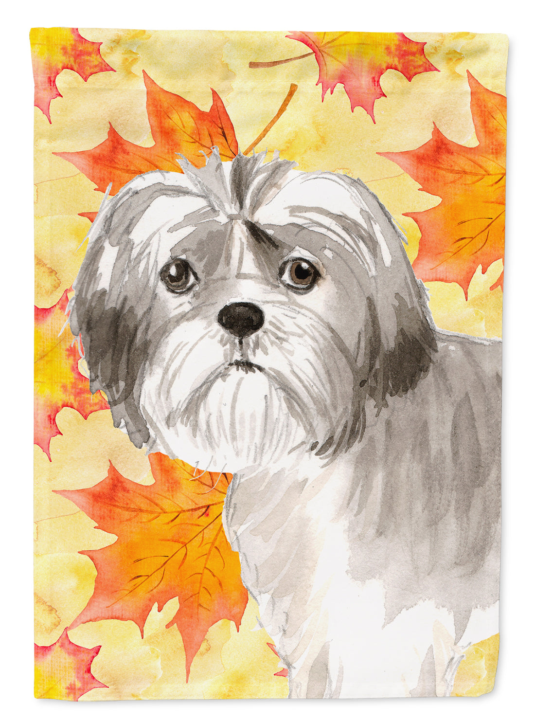 Fall Leaves Shih Tzu Puppy Flag Garden Size CK1825GF  the-store.com.