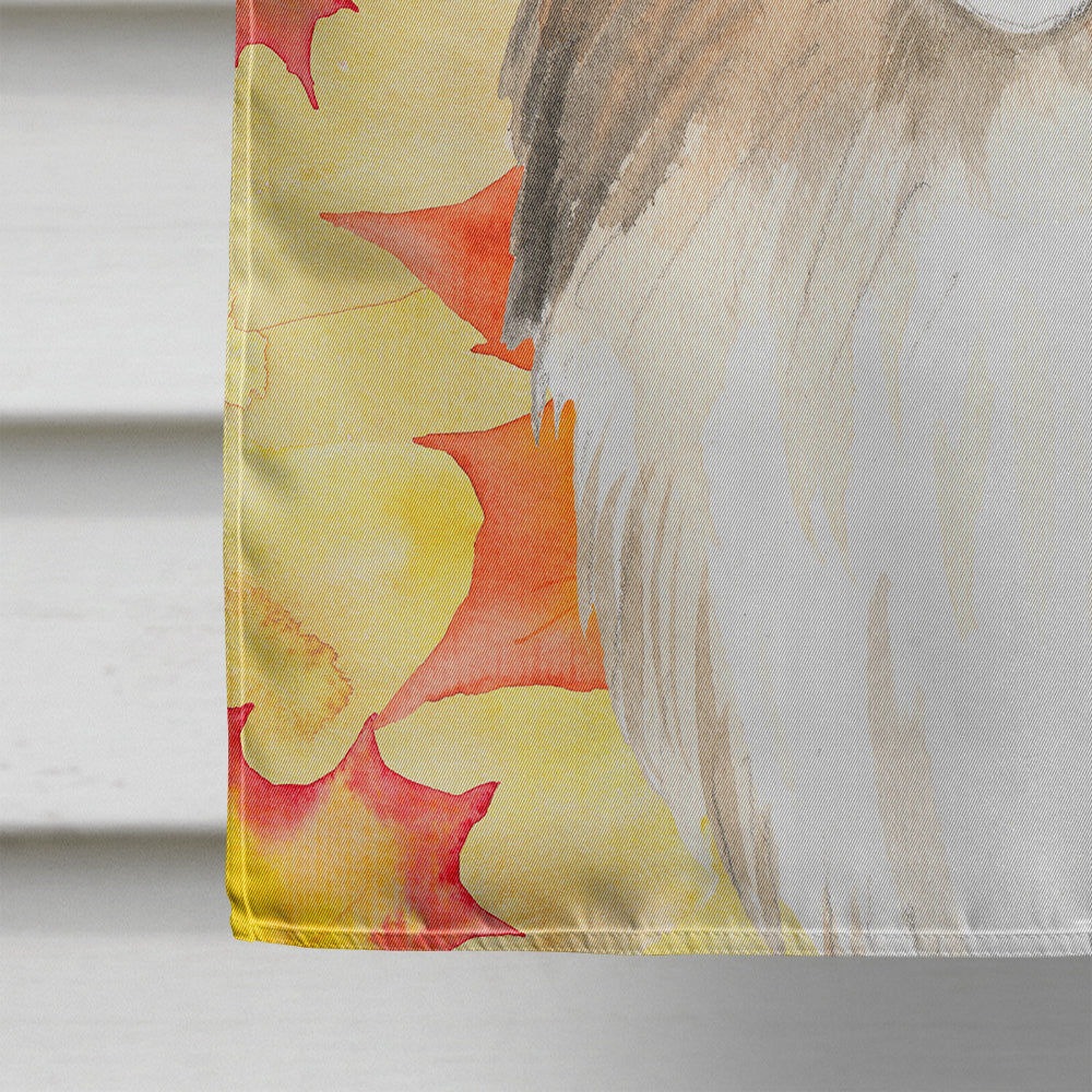 Fall Leaves Sheltie Flag Canvas House Size CK1827CHF  the-store.com.