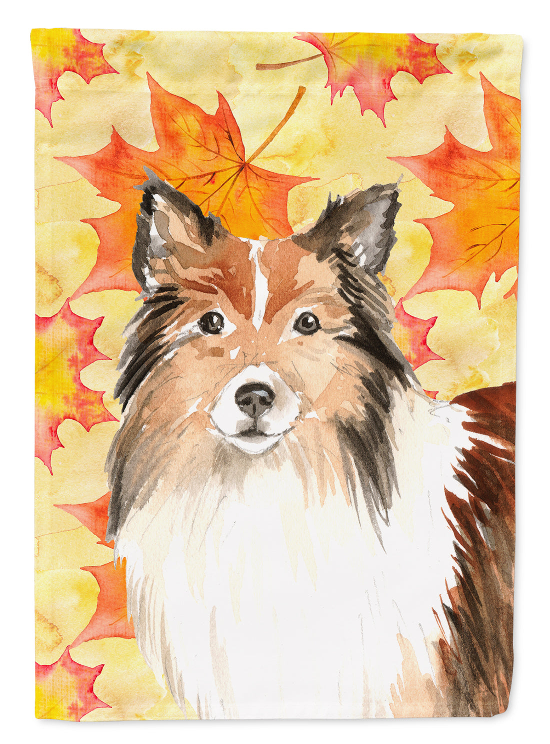 Fall Leaves Sheltie Flag Canvas House Size CK1827CHF  the-store.com.