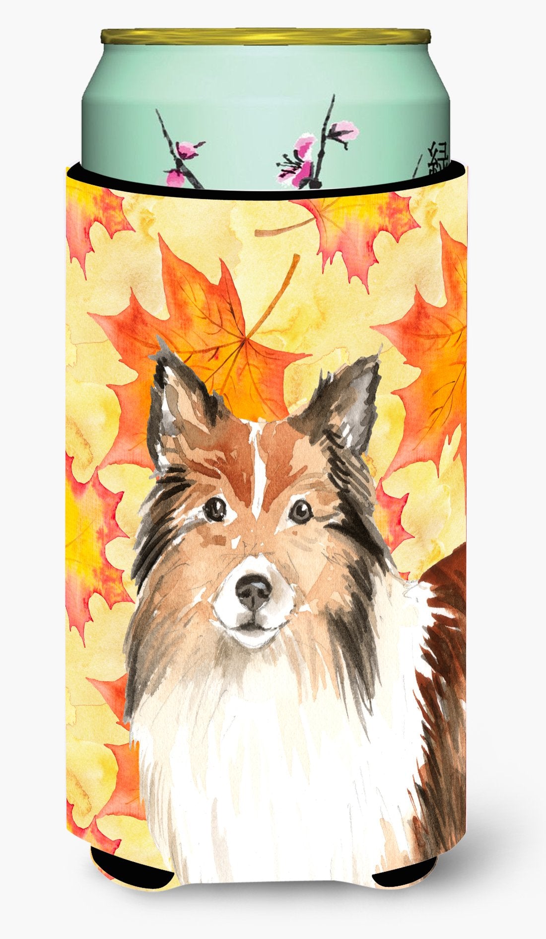 Fall Leaves Sheltie Tall Boy Beverage Insulator Hugger CK1827TBC by Caroline's Treasures