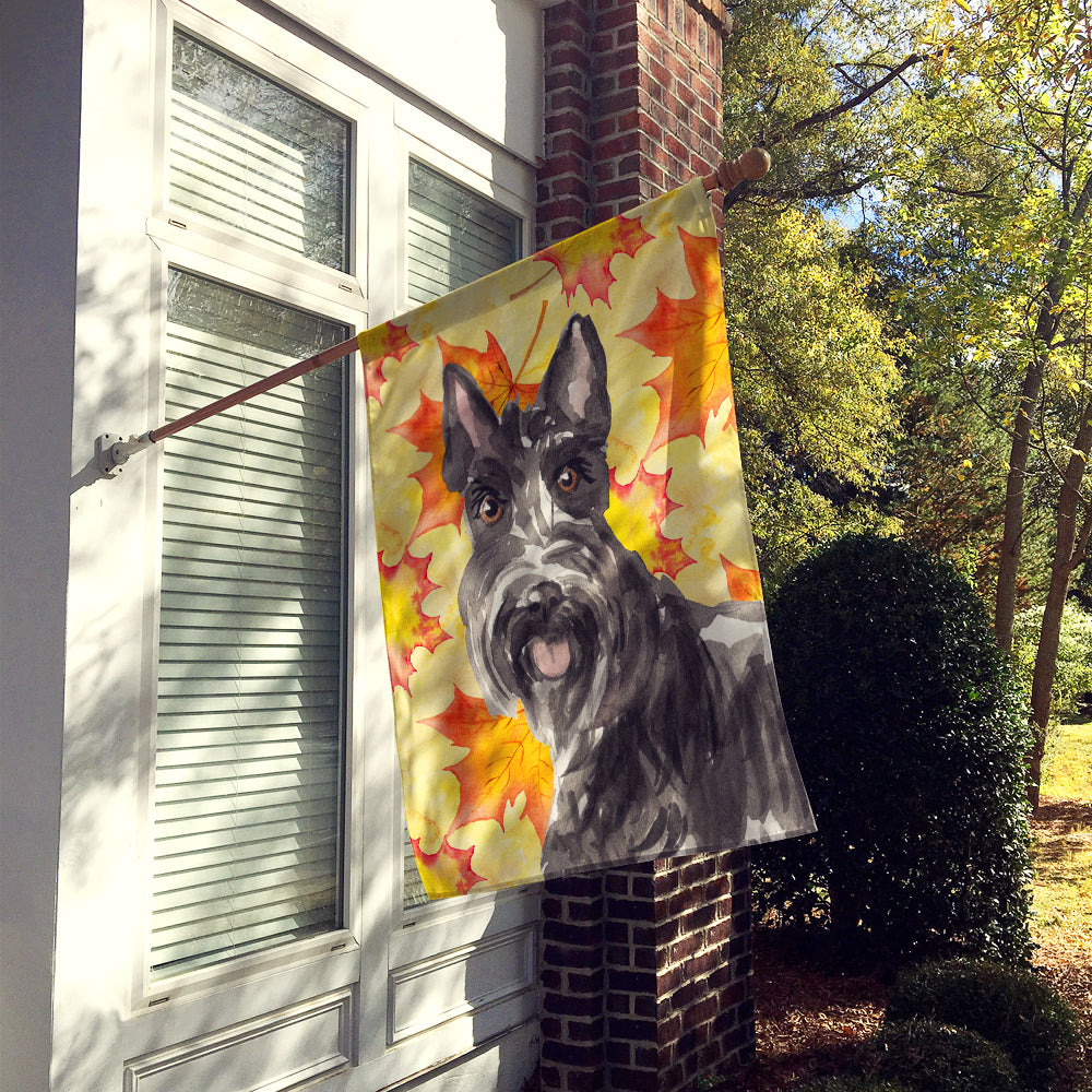 Fall Leaves Scottish Terrier Flag Canvas House Size CK1828CHF  the-store.com.