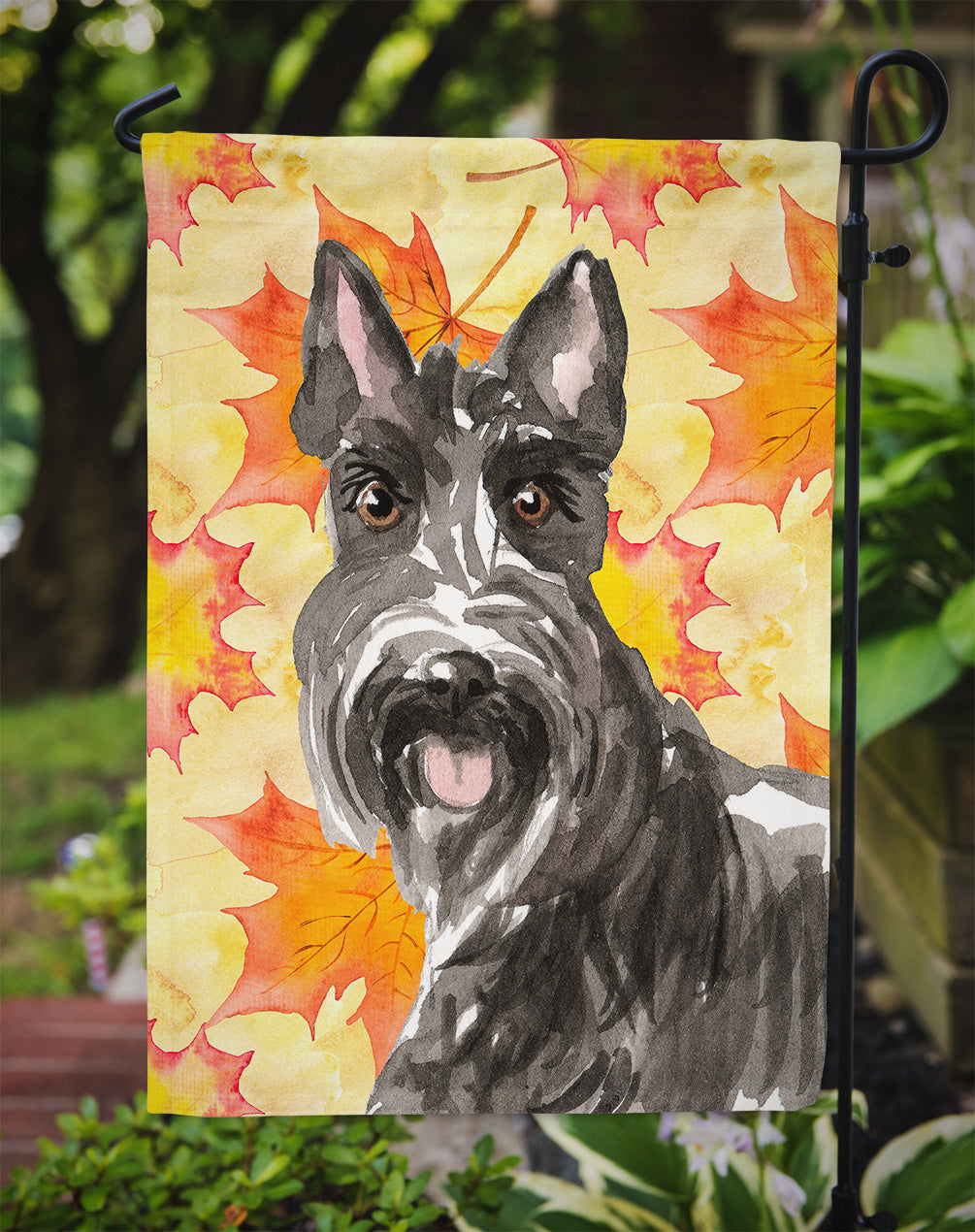 Fall Leaves Scottish Terrier Flag Garden Size CK1828GF  the-store.com.