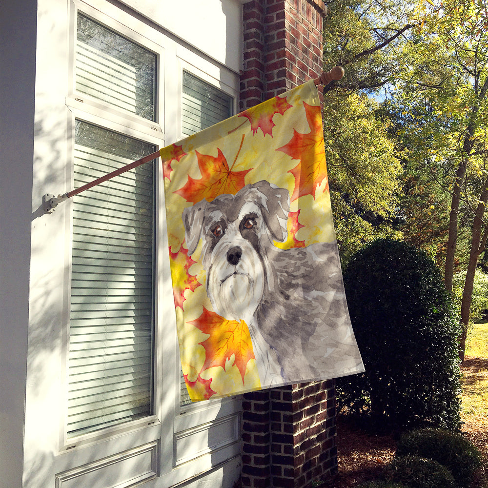 Fall Leaves Schnauzer #1 Flag Canvas House Size CK1829CHF  the-store.com.