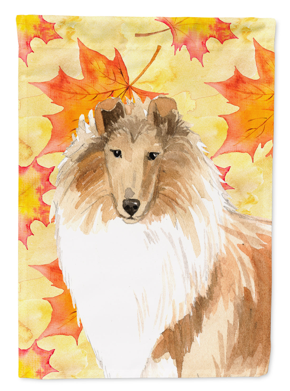 Fall Leaves Rough Collie Flag Canvas House Size CK1830CHF  the-store.com.