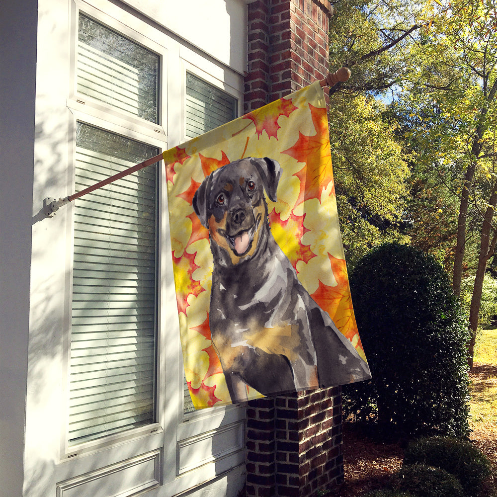 Fall Leaves Rottweiler Flag Canvas House Size CK1831CHF  the-store.com.