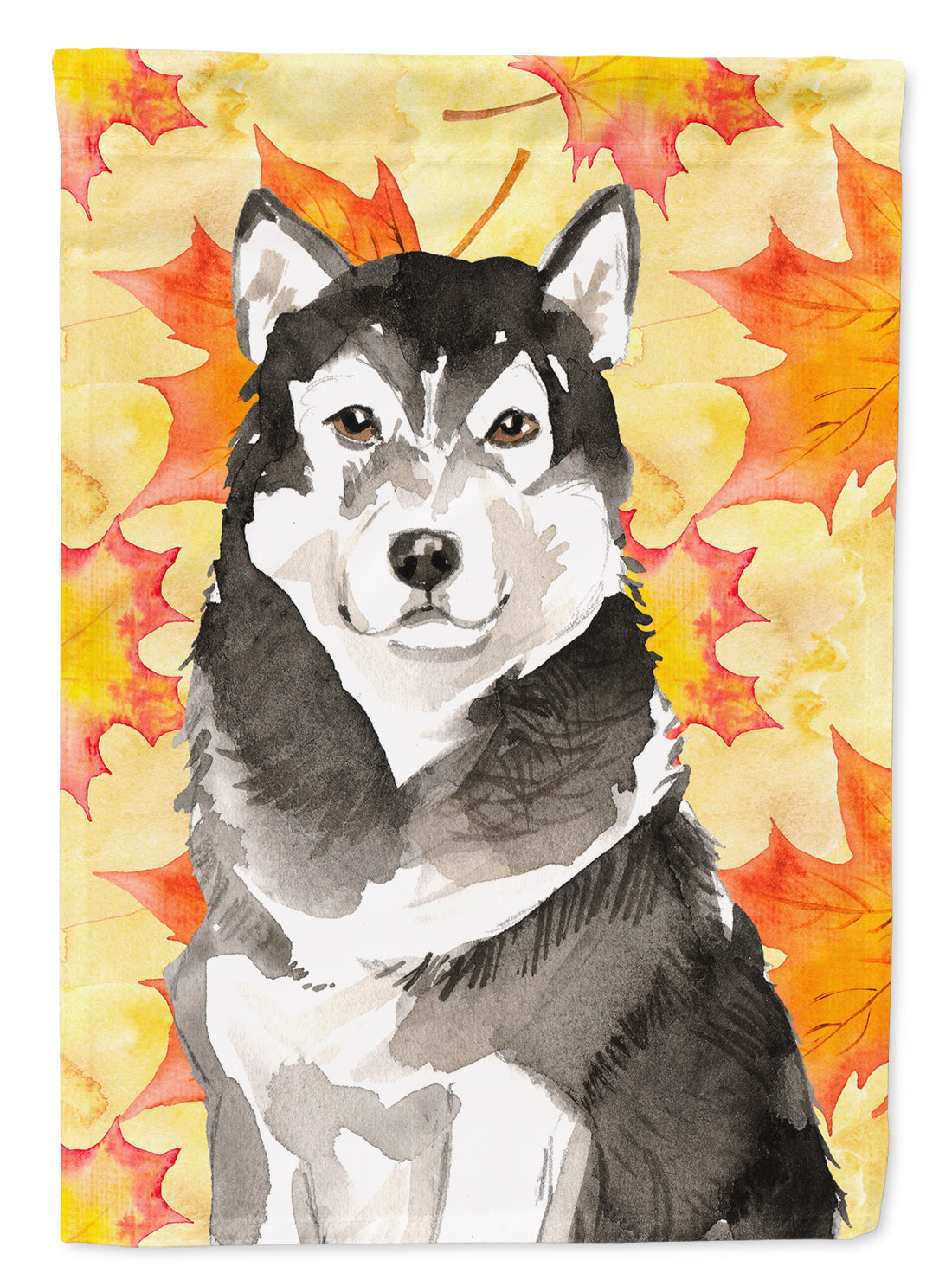 Fall Leaves Alaskan Malamute Flag Canvas House Size CK1835CHF  the-store.com.