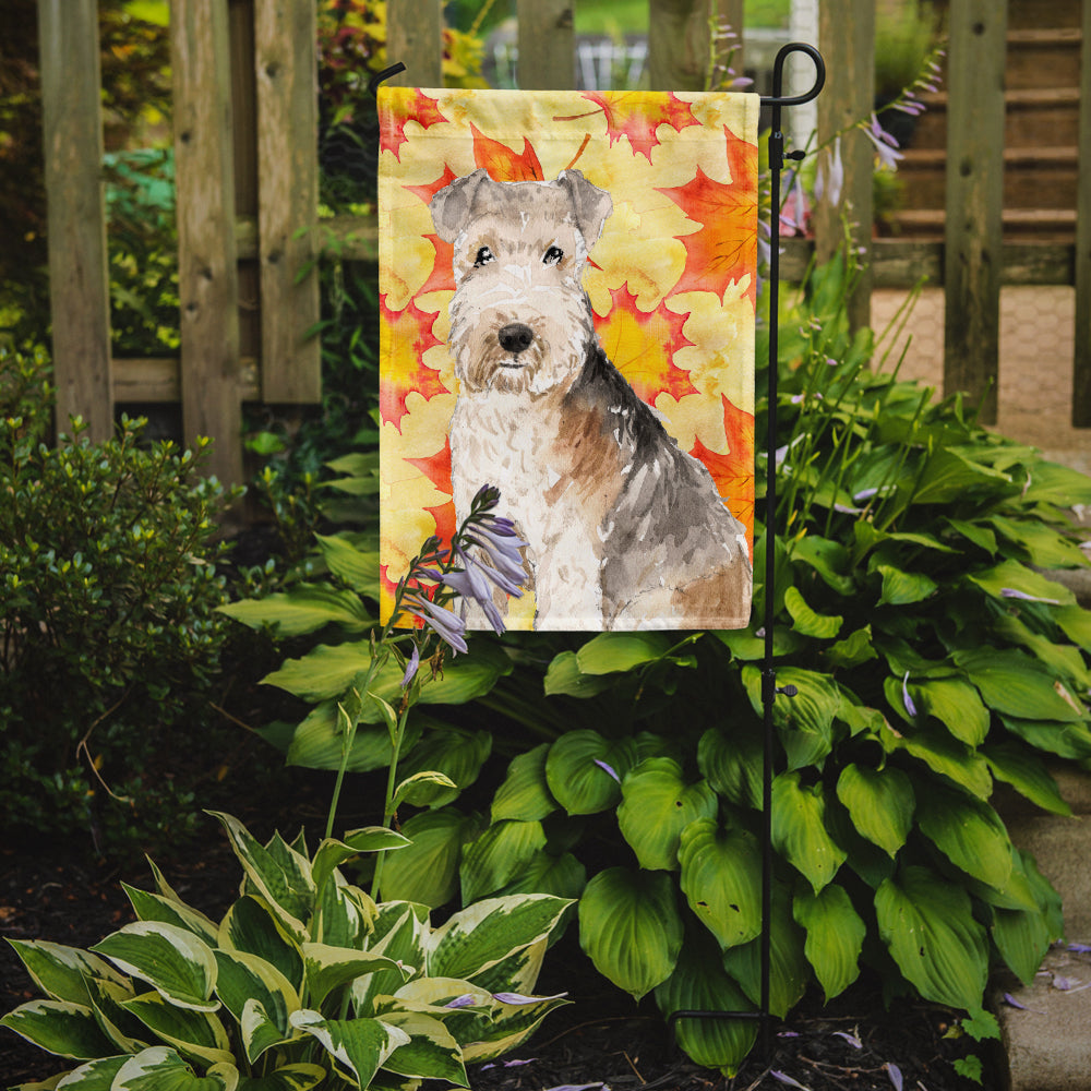 Fall Leaves Lakeland Terrier Flag Garden Size CK1836GF  the-store.com.