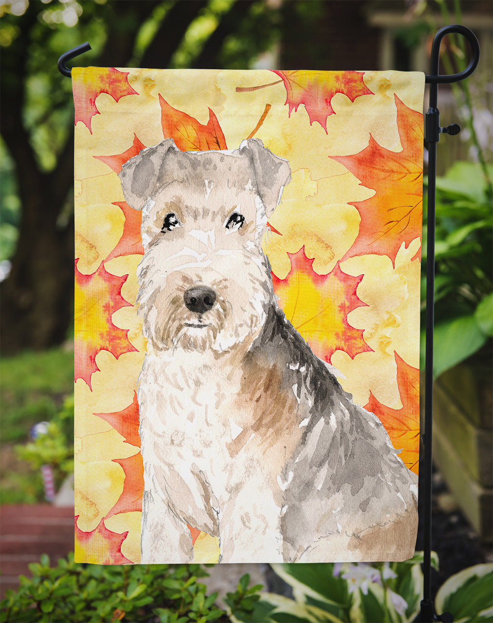 Fall Leaves Lakeland Terrier Flag Garden Size CK1836GF  the-store.com.