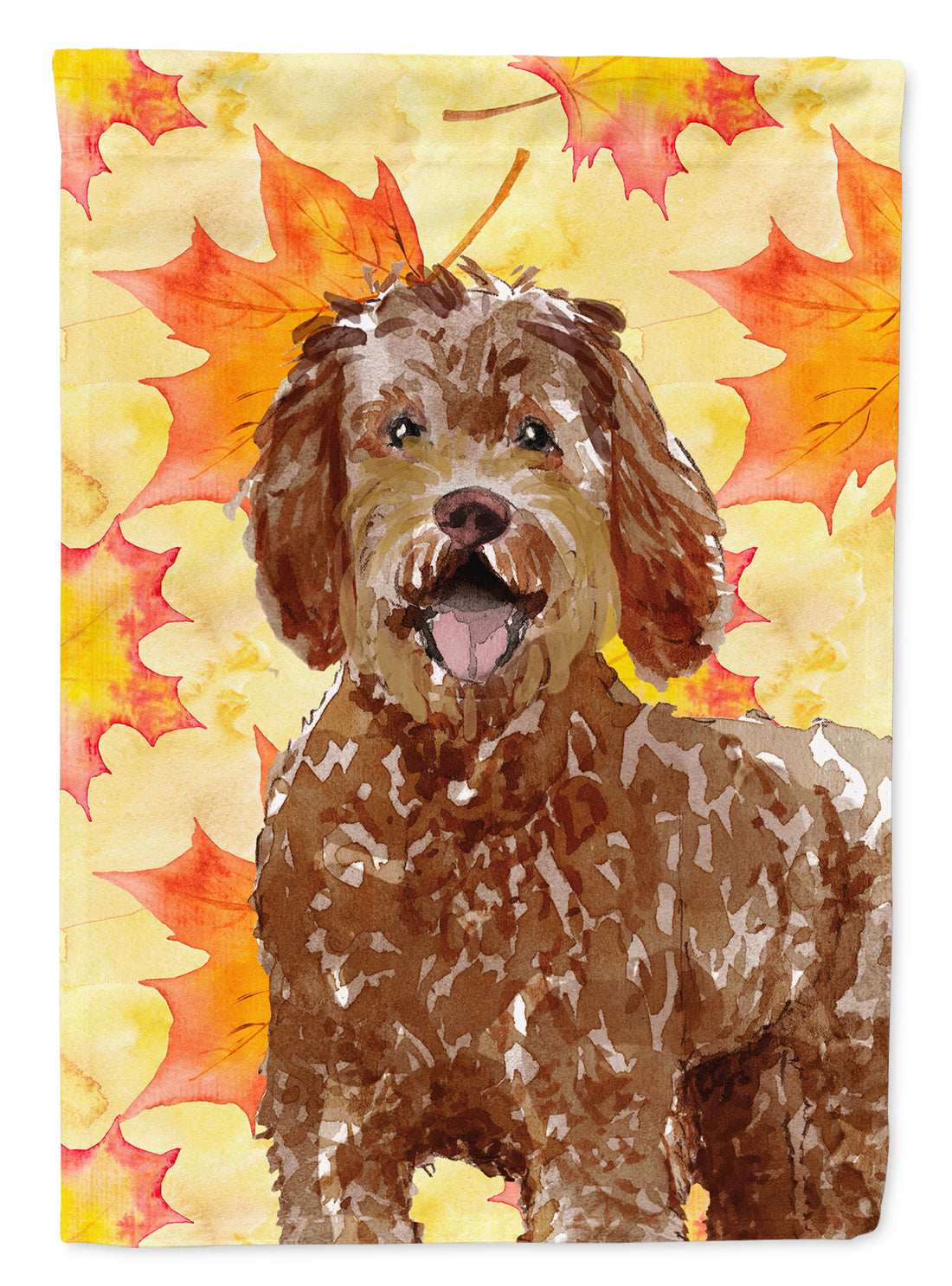 Fall Leaves Labradoodle Flag Canvas House Size CK1837CHF  the-store.com.