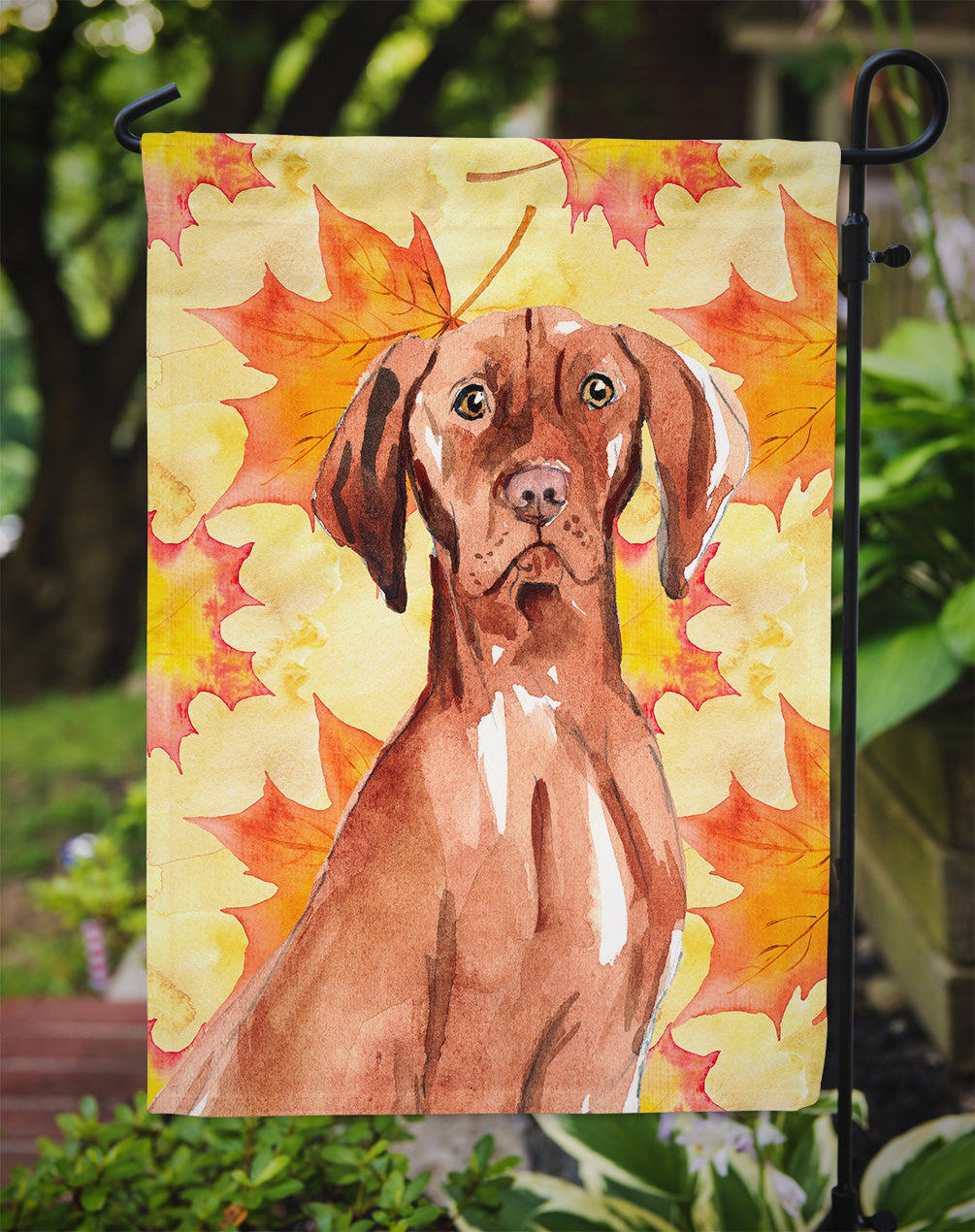 Fall Leaves Vizsla Flag Garden Size CK1840GF  the-store.com.