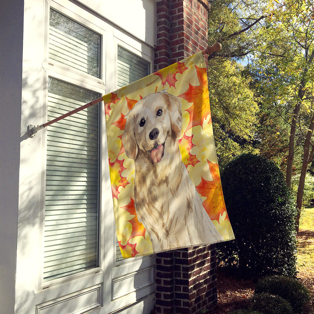 Fall Leaves Golden Retriever Flag Canvas House Size CK1841CHF  the-store.com.