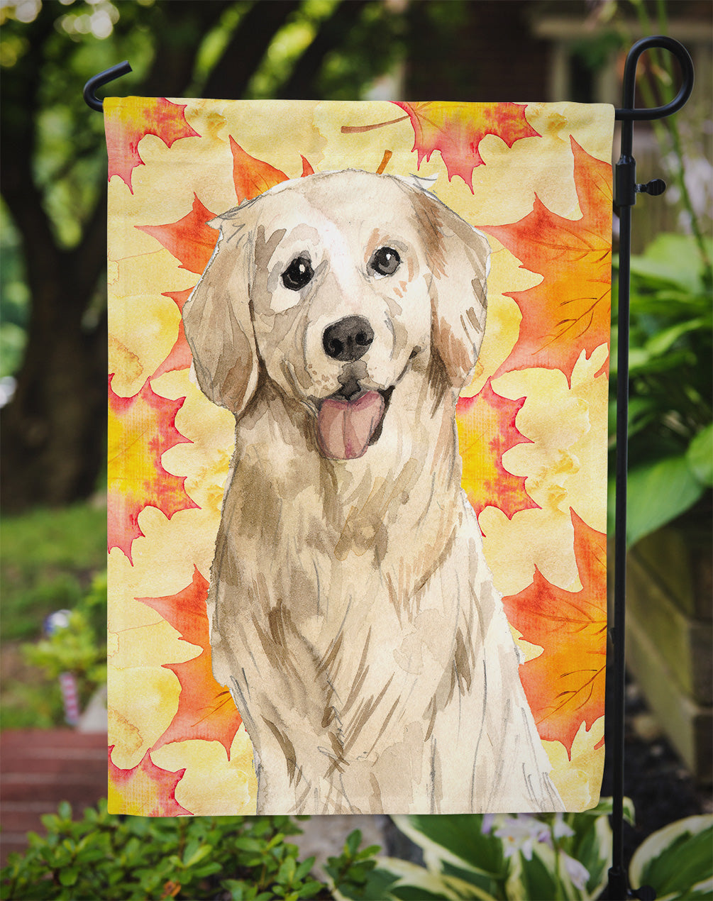 Fall Leaves Golden Retriever Flag Garden Size CK1841GF  the-store.com.