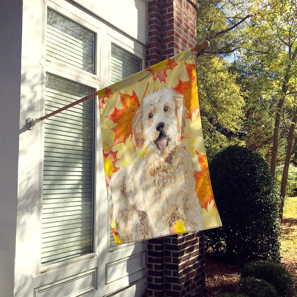 Fall Leaves Goldendoodle Flag Canvas House Size CK1842CHF  the-store.com.