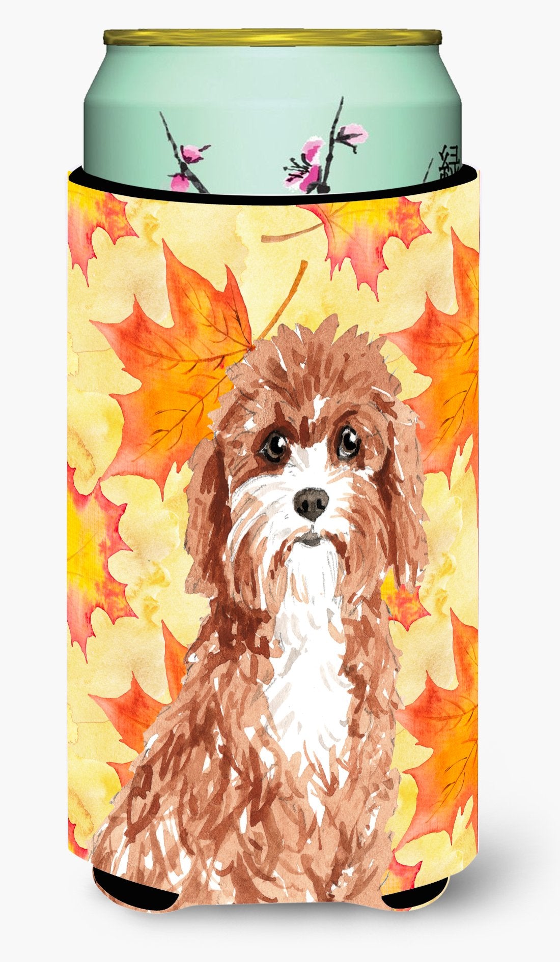 Fall Leaves Cavapoo Tall Boy Beverage Insulator Hugger CK1844TBC by Caroline&#39;s Treasures