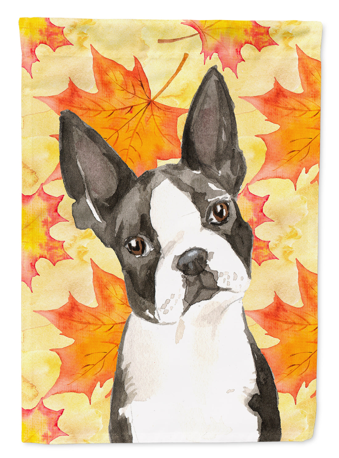 Fall Leaves Boston Terrier Flag Canvas House Size CK1849CHF  the-store.com.