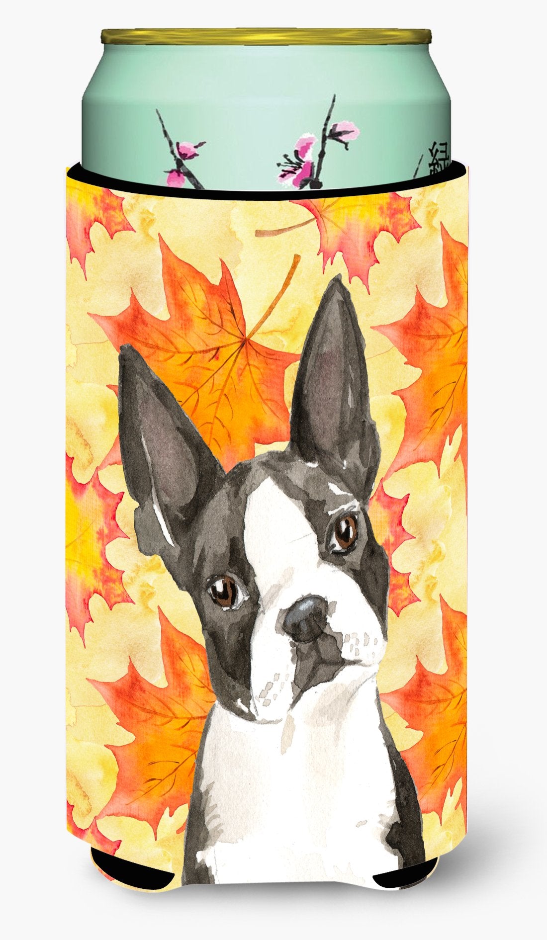 Fall Leaves Boston Terrier Tall Boy Beverage Insulator Hugger CK1849TBC by Caroline's Treasures