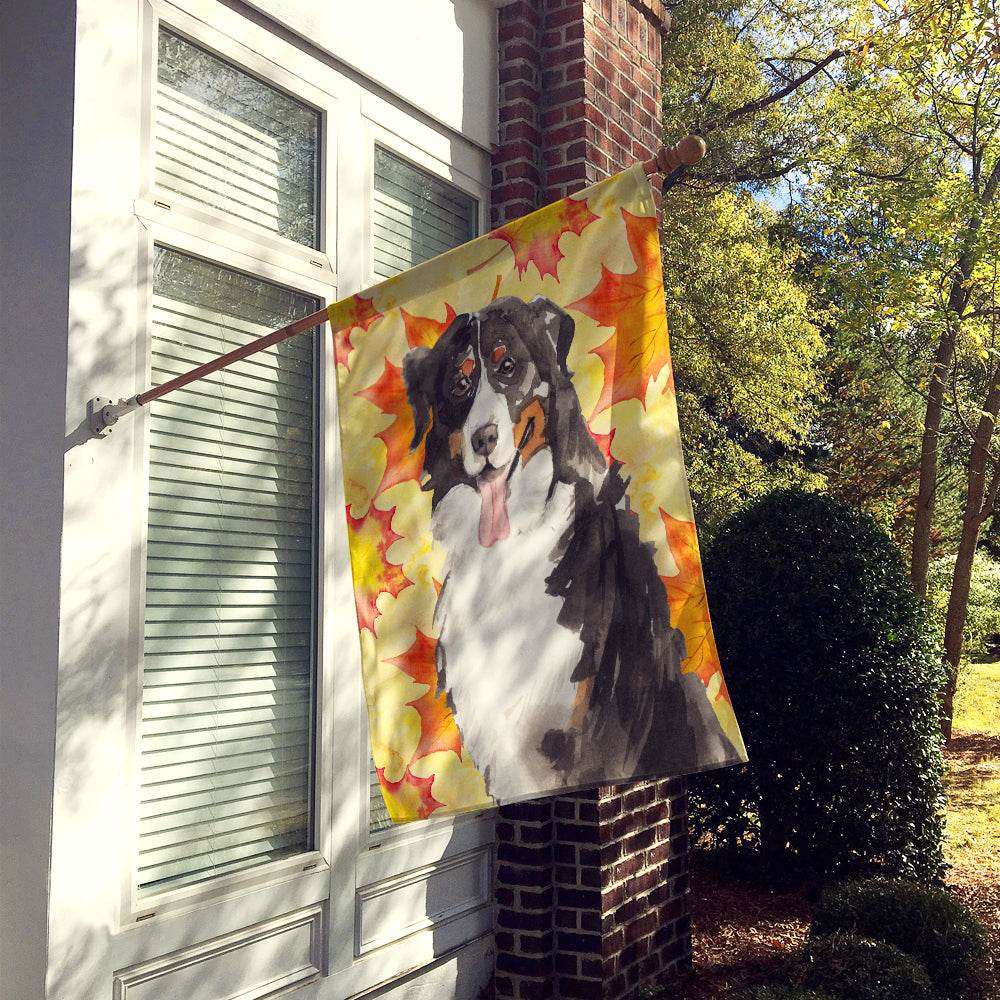 Fall Leaves Bernese Mountain Dog Flag Canvas House Size CK1852CHF  the-store.com.