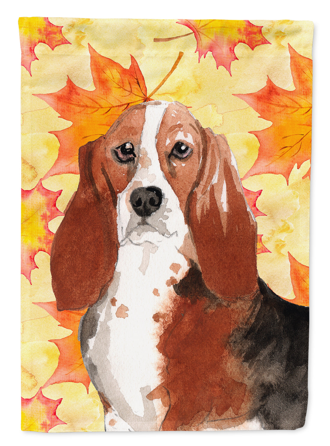 Fall Leaves Basset Hound Flag Canvas House Size CK1853CHF  the-store.com.