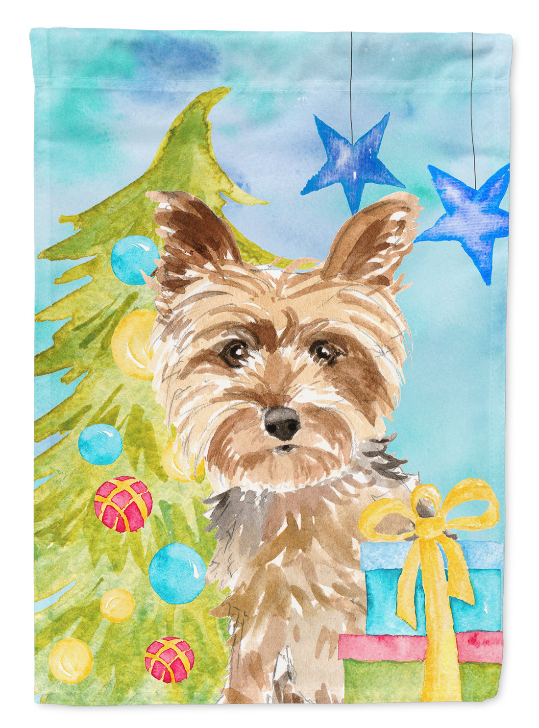 Christmas Tree Yorkie Yorkshire Terrier Flag Canvas House Size CK1854CHF  the-store.com.