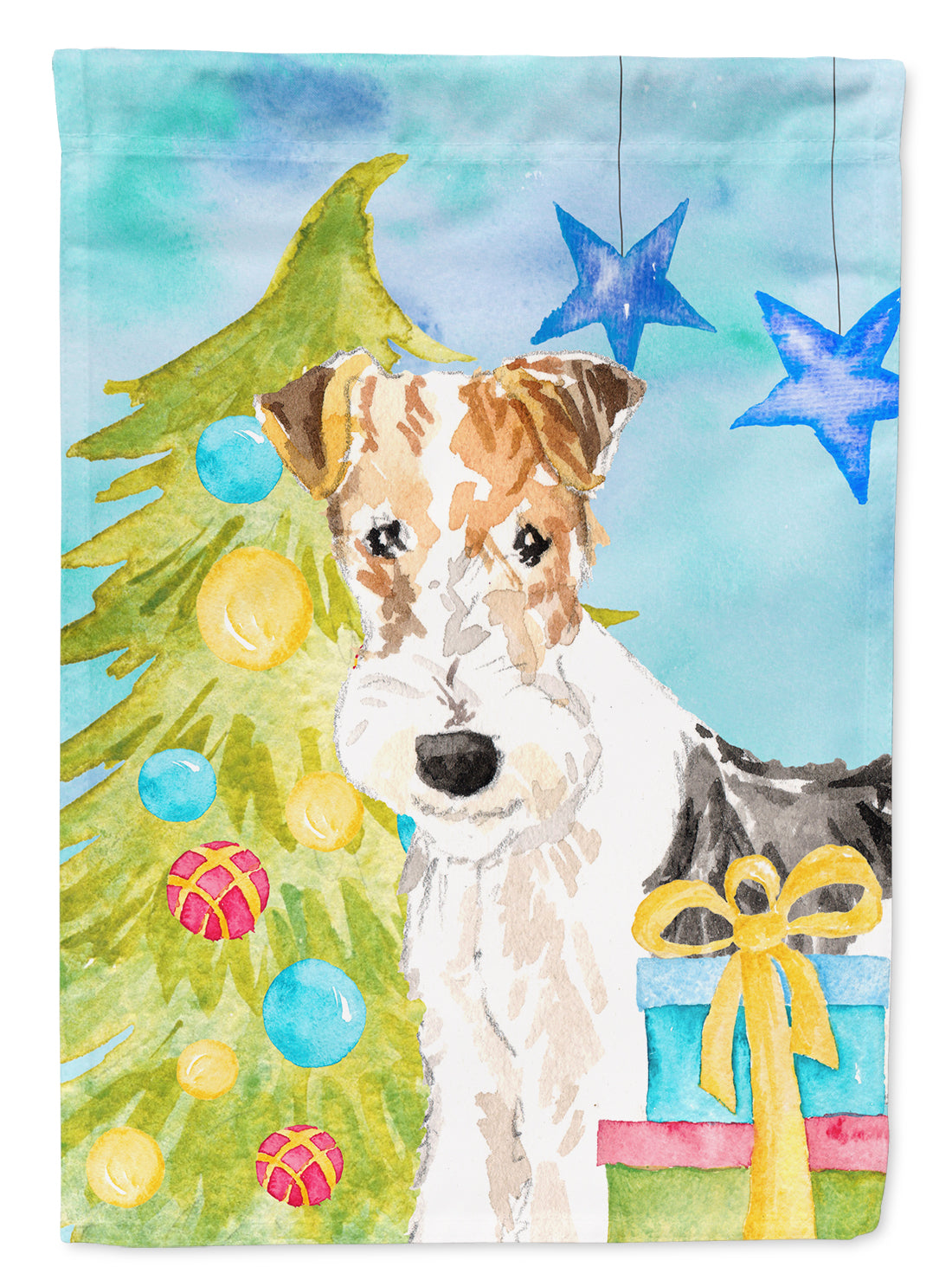 Christmas Tree Fox Terrier Flag Garden Size CK1855GF  the-store.com.