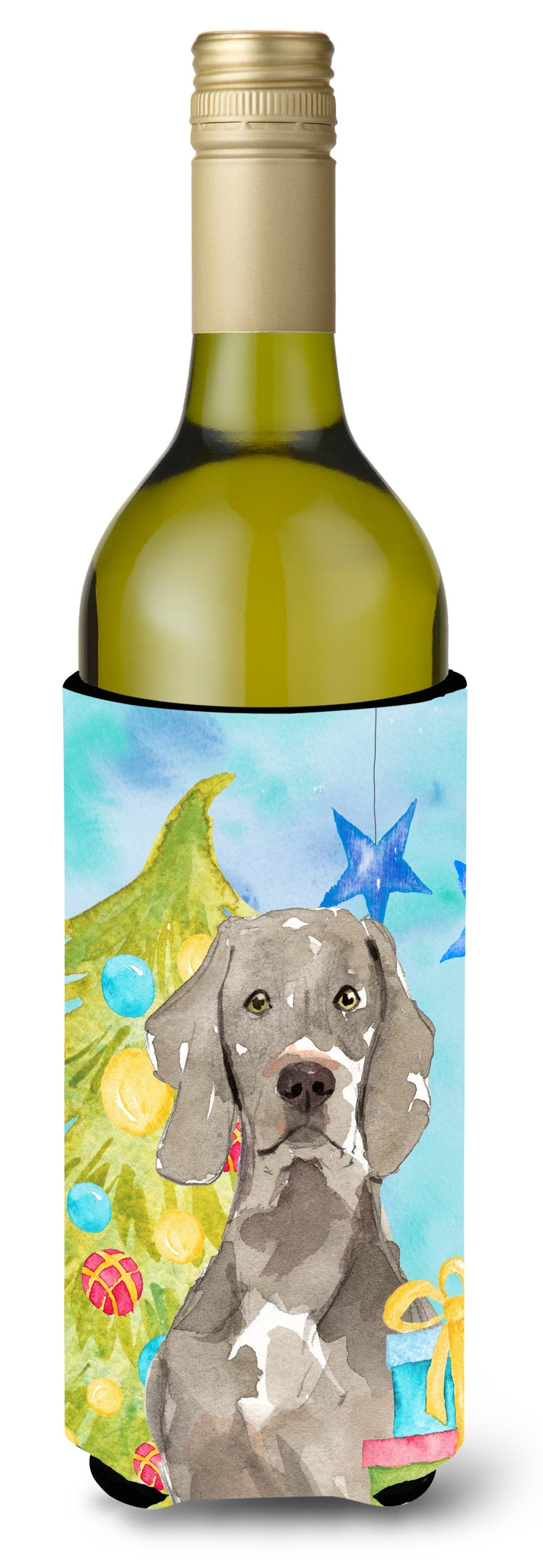 Christmas Tree Weimaraner Wine Bottle Beverge Insulator Hugger CK1859LITERK by Caroline's Treasures