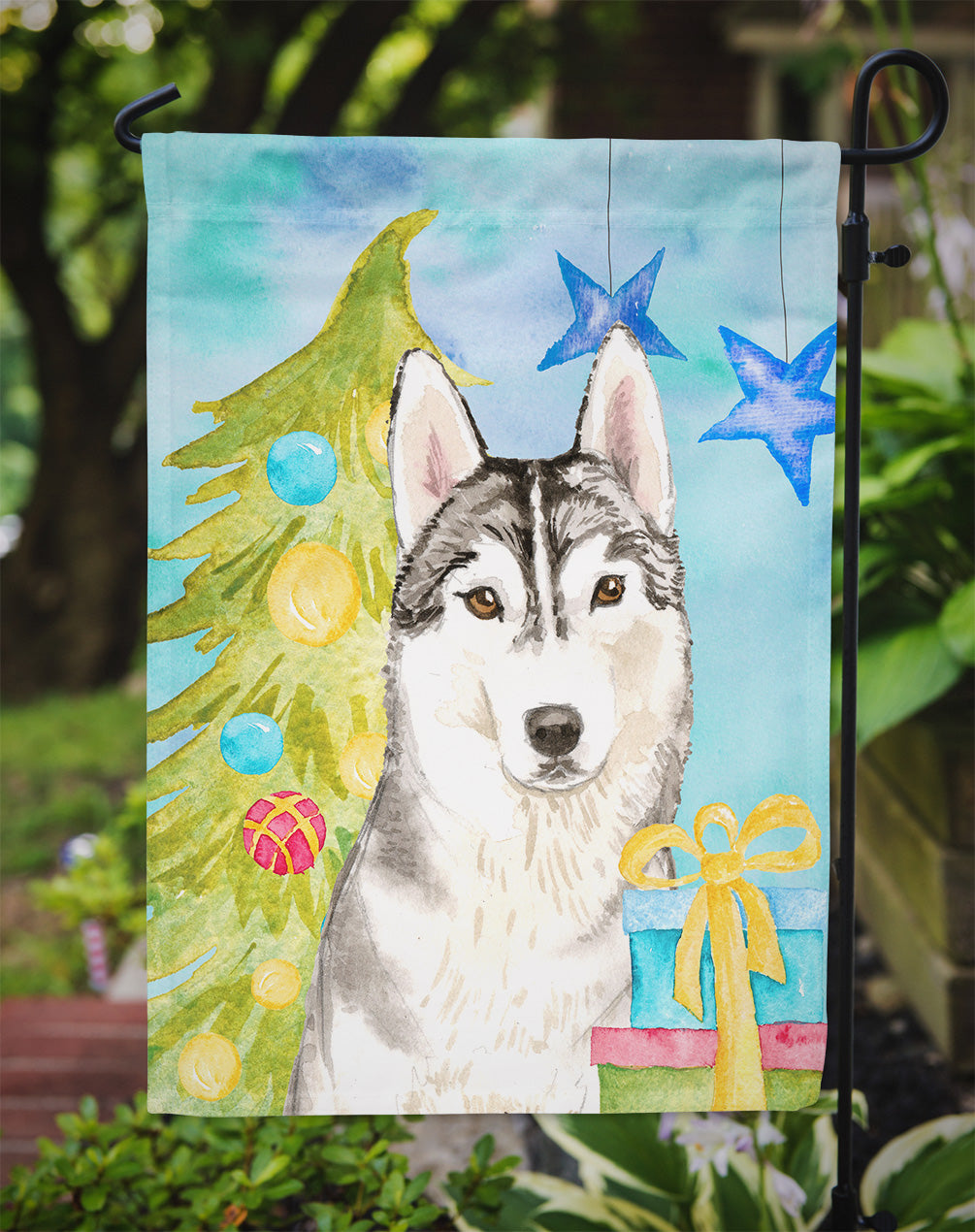 Christmas Tree Siberian Husky Flag Garden Size CK1861GF  the-store.com.