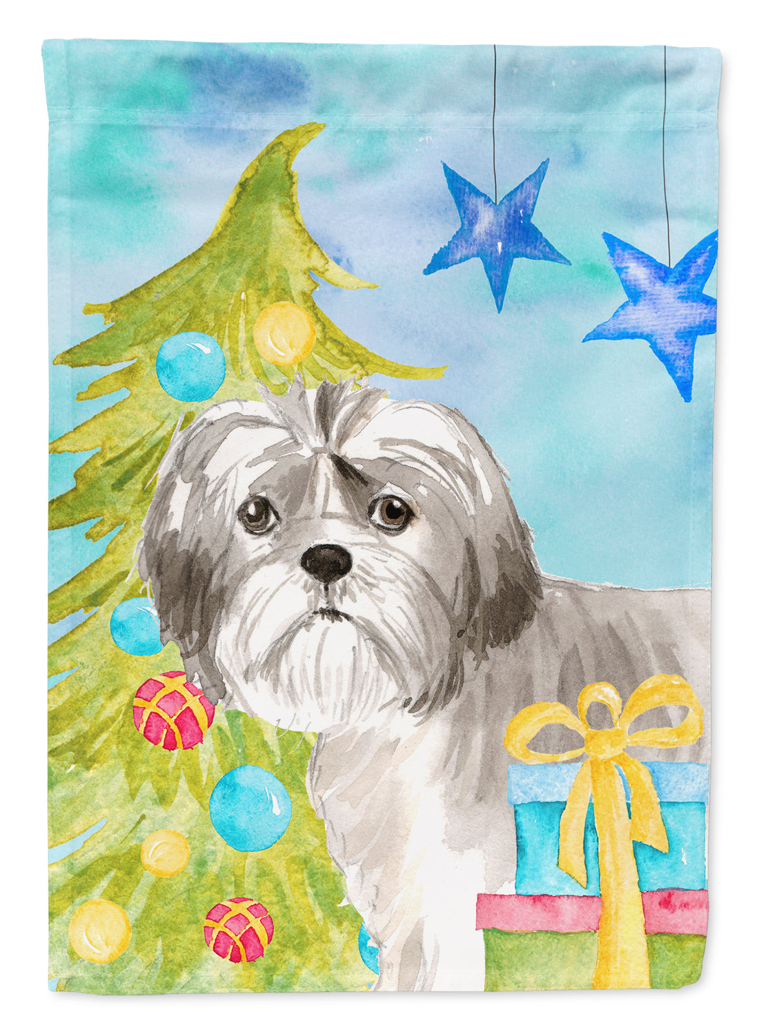 Christmas Tree Shih Tzu Puppy Flag Garden Size CK1862GF  the-store.com.