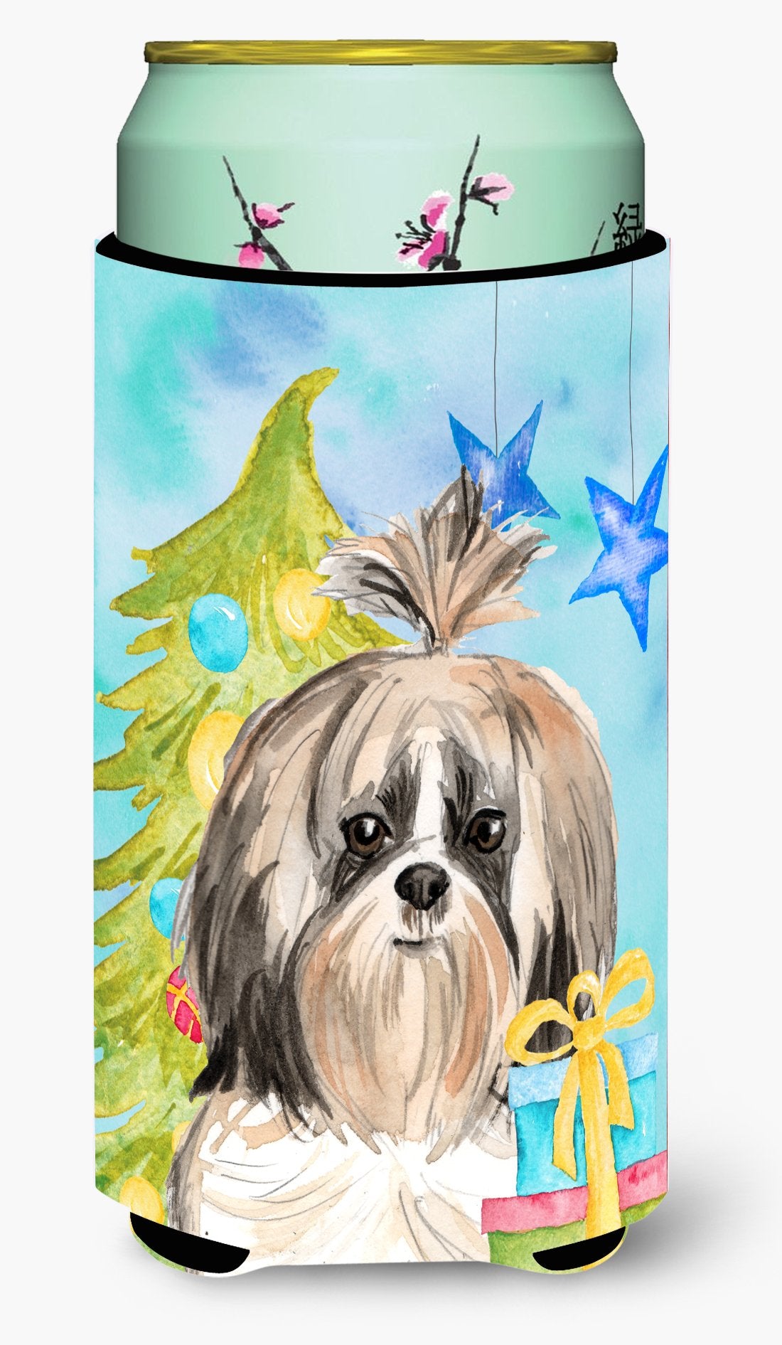 Christmas Tree Shih Tzu Tall Boy Beverage Insulator Hugger CK1863TBC by Caroline's Treasures